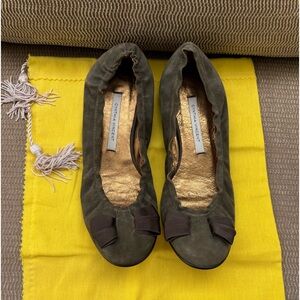 New in Box Cynthia Ballet Flats in Loden Green Suede EU 38.5